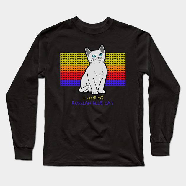 Russian Blue Cat Long Sleeve T-Shirt by Kelly Louise Art